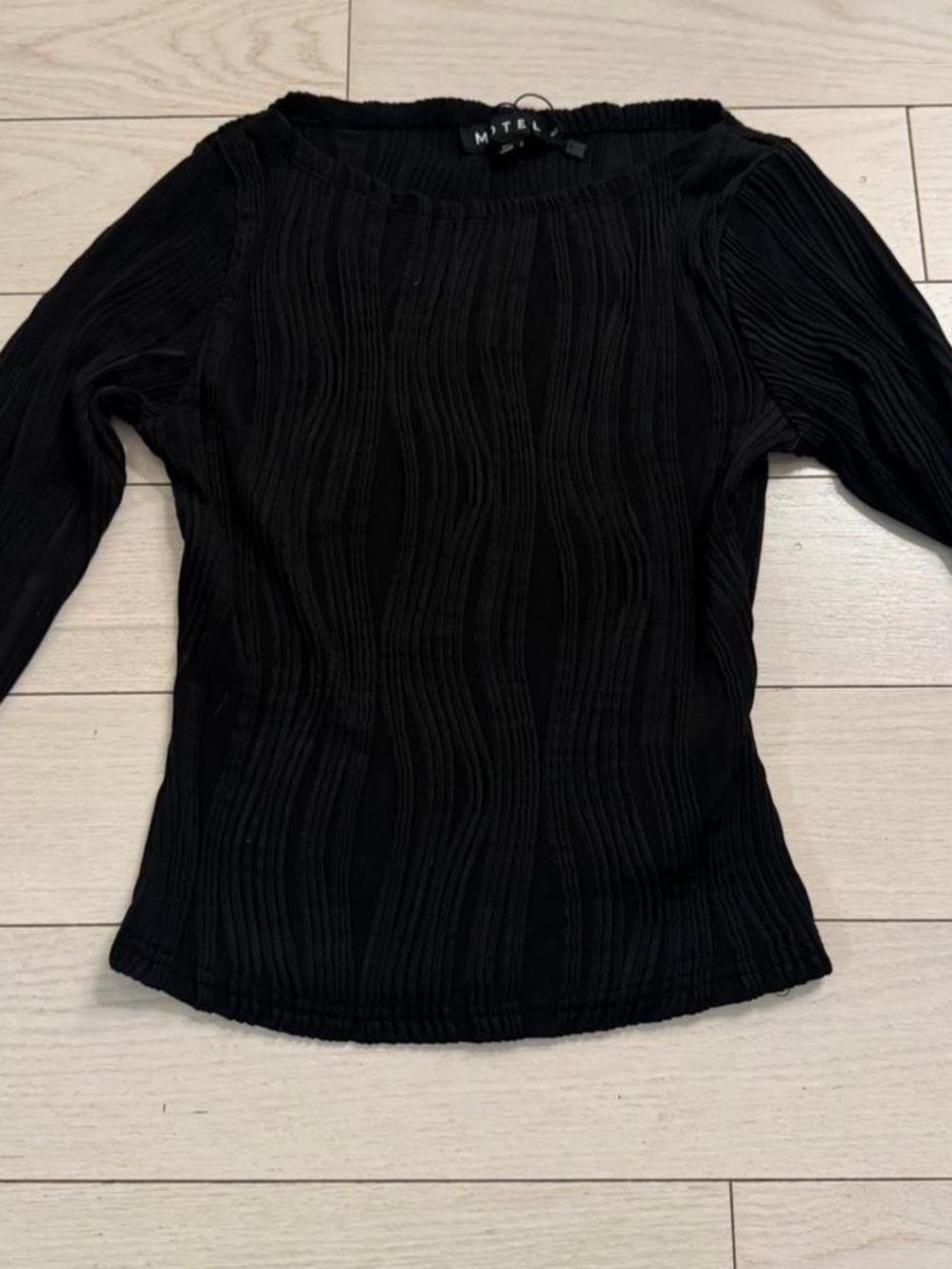 Motel Rocks Black Textured Ribbed Long Sleeve Top